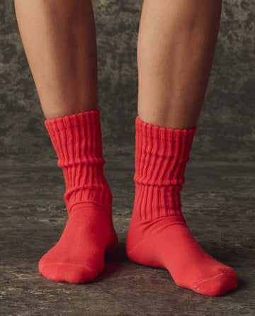 The Classic Crew Sock. -- Bright Red