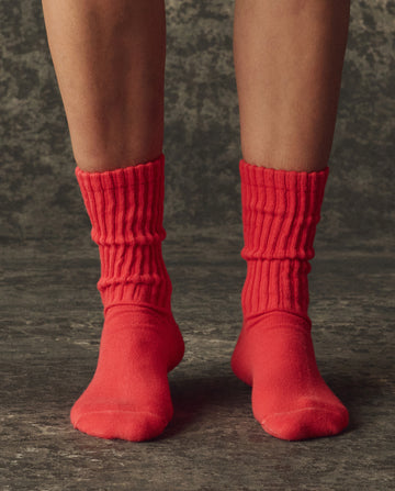 The Classic Crew Sock. -- Bright Red