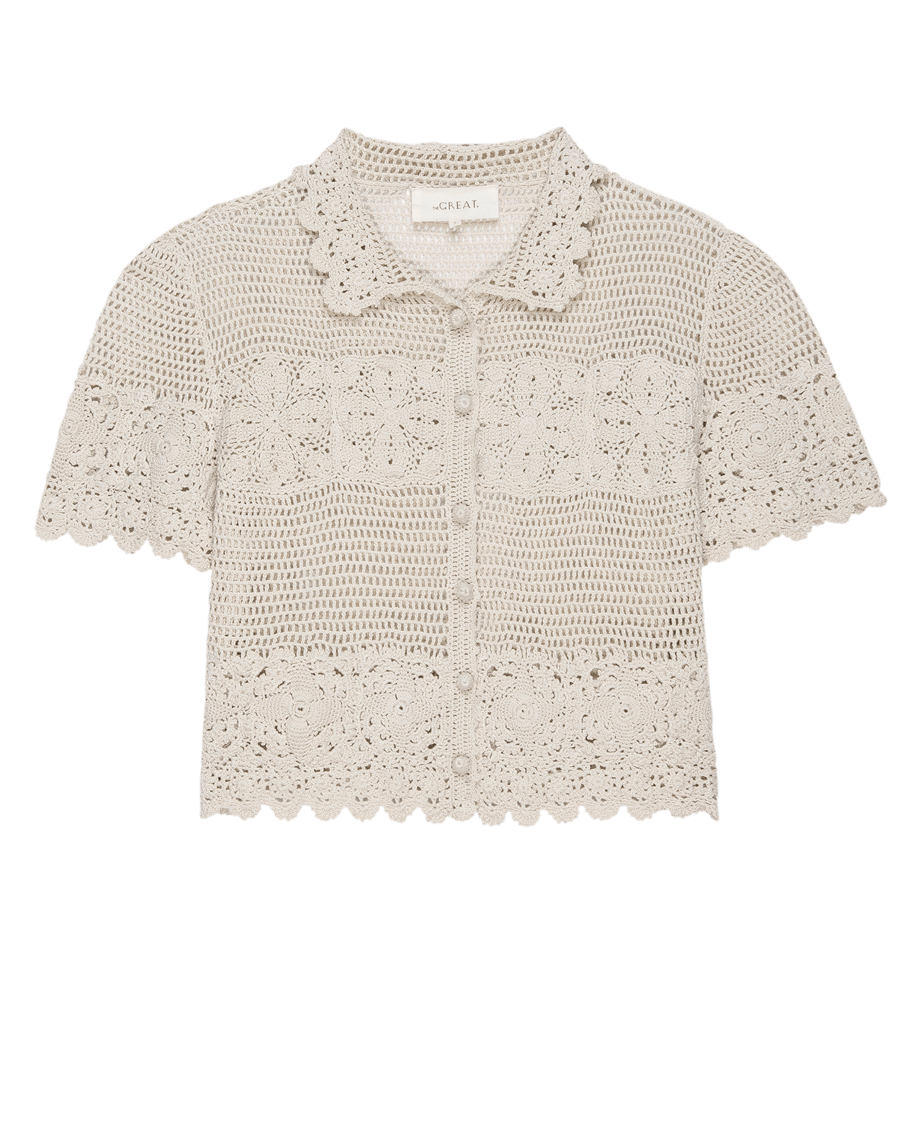 The Crochet Polo Top. -- Natural SHIRTS THE GREAT. PF24