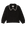 THE GREAT. F25 D1 The Crochet Collar Pullover in Black with Soft White—a relaxed fit black long-sleeve sweater featuring a pointed crochet collar with white scalloped trim, shown flat on a white background.