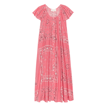 The Flutter Sleeve Sleep Dress. -- Pink Bandana Patchwork The Great. The Flutter Sleeve Sleep Dress. -- Pink Bandana Patchwork The Great.