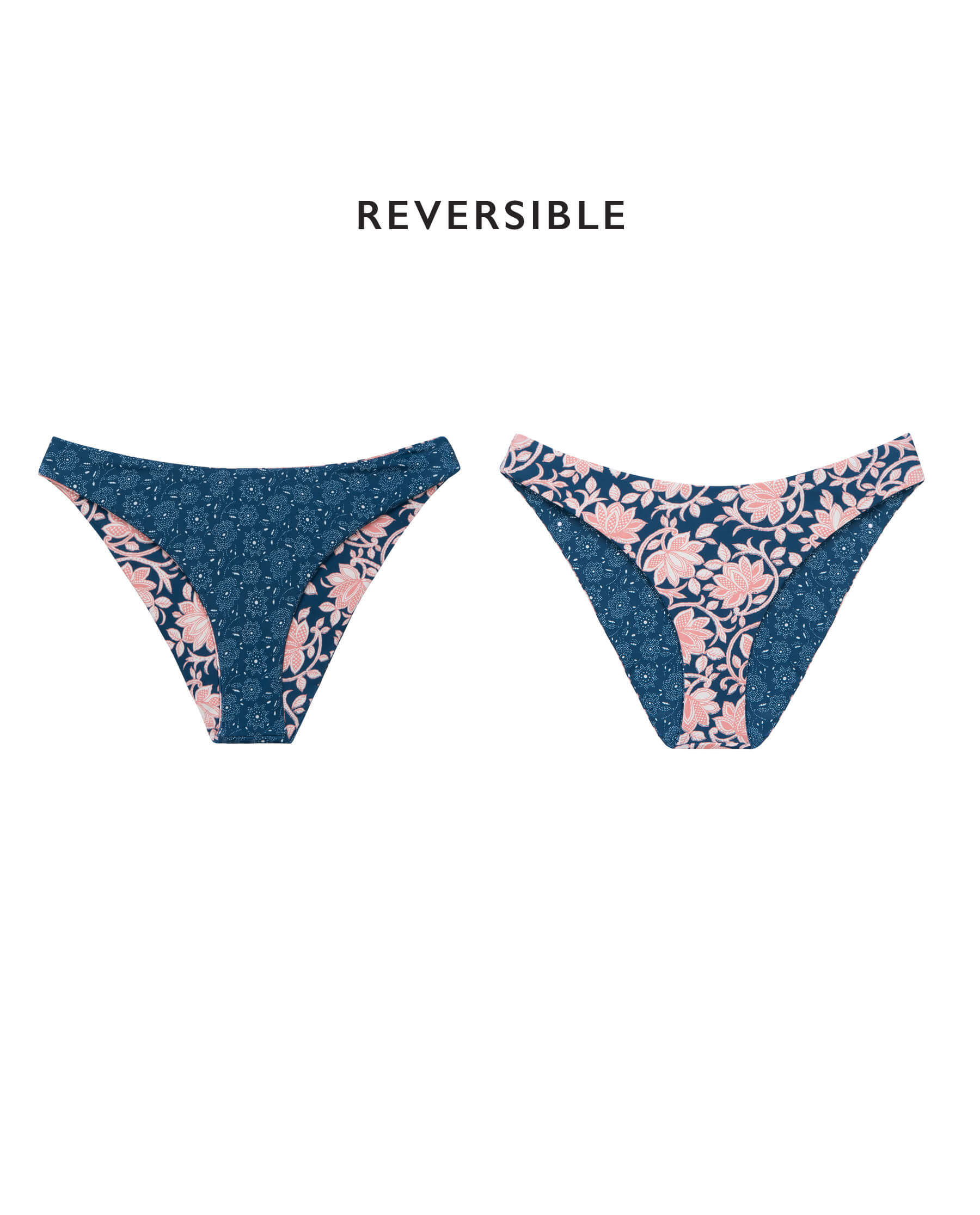 The Reversible Cheeky Brief. -- Bay Oasis Floral and Bay Bandana Daisy SWIM BOTTOMS THE GREAT. SP24 SWIM