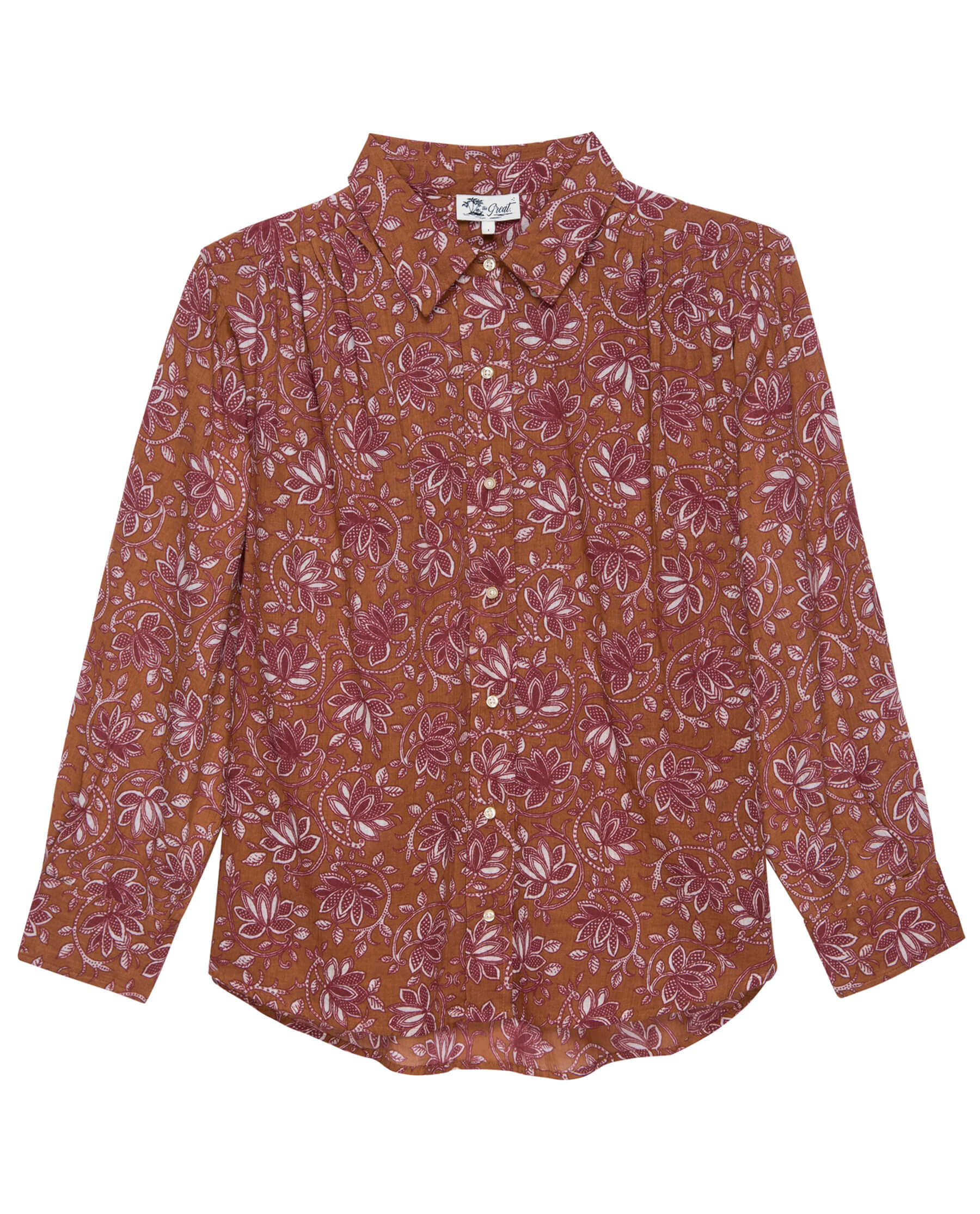 The Cove Shirt. -- Golden Sand Oasis Floral COVER-UP SHIRTS THE GREAT. SP24 SWIM