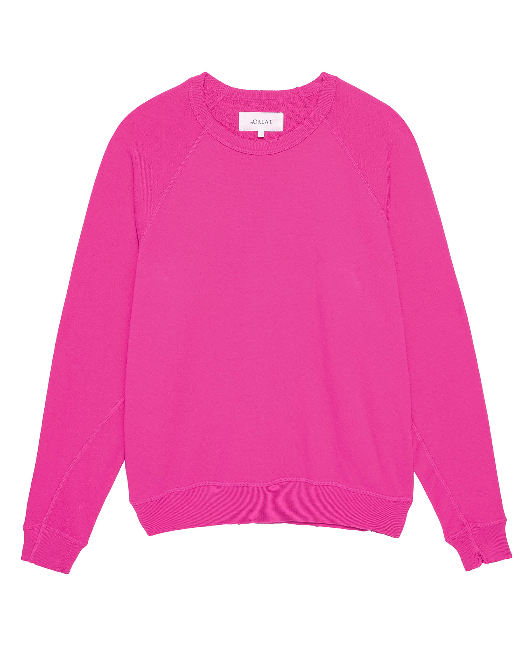 The College Sweatshirt. Solid -- Fuchsia SWEATSHIRTS THE GREAT. HOL 23 KNITS