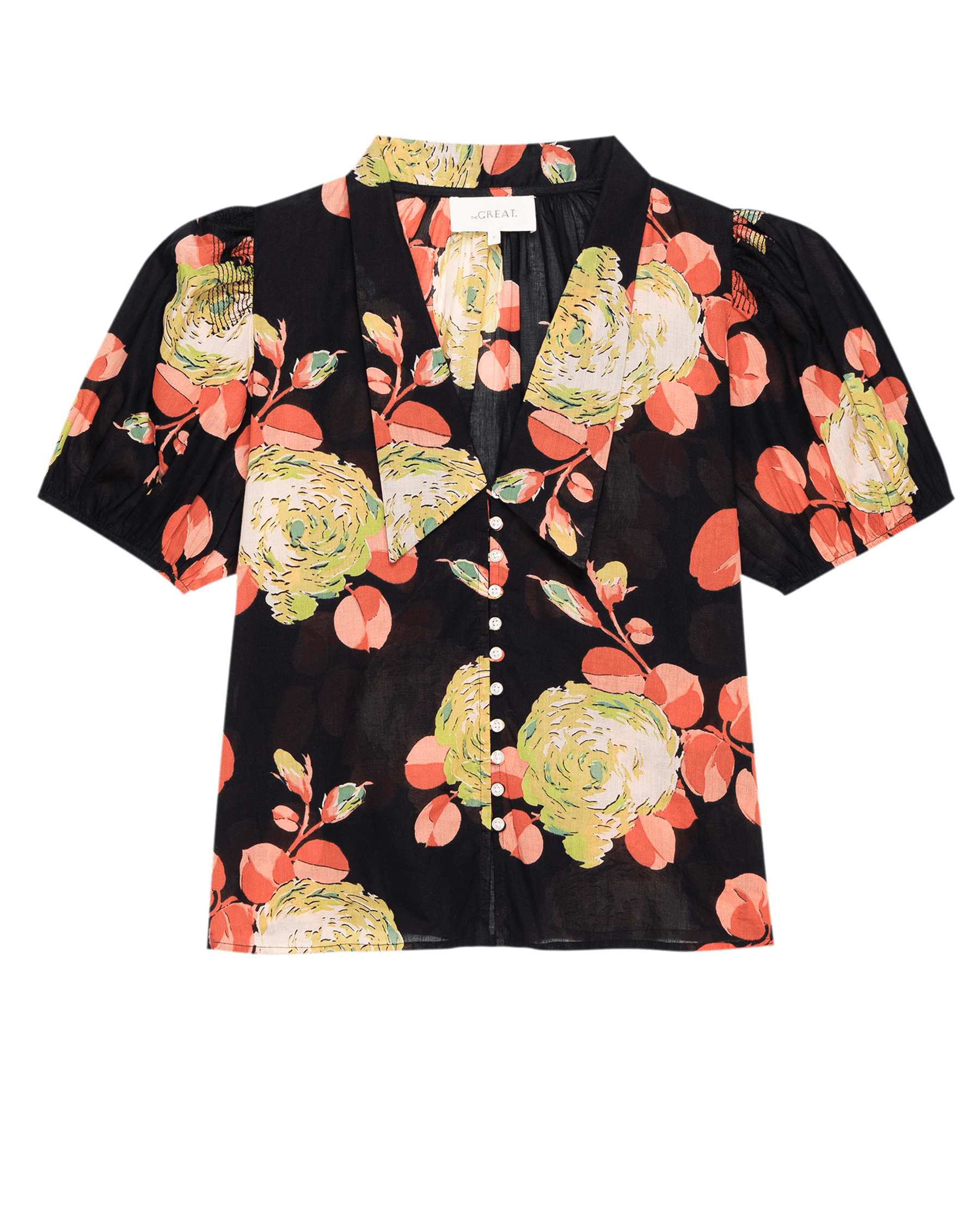 The Fairway Top. -- Cabbage Rose Print SHIRTS THE GREAT. PF24