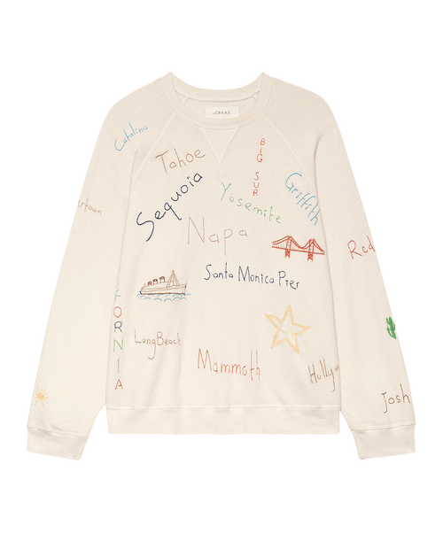 The Slouch Sweatshirt. Embroidered -- Washed White with Golden State Embroidery