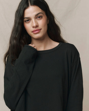 The Long Sleeve Crop Tee. - Almost Black - THE GREAT. – The Great.