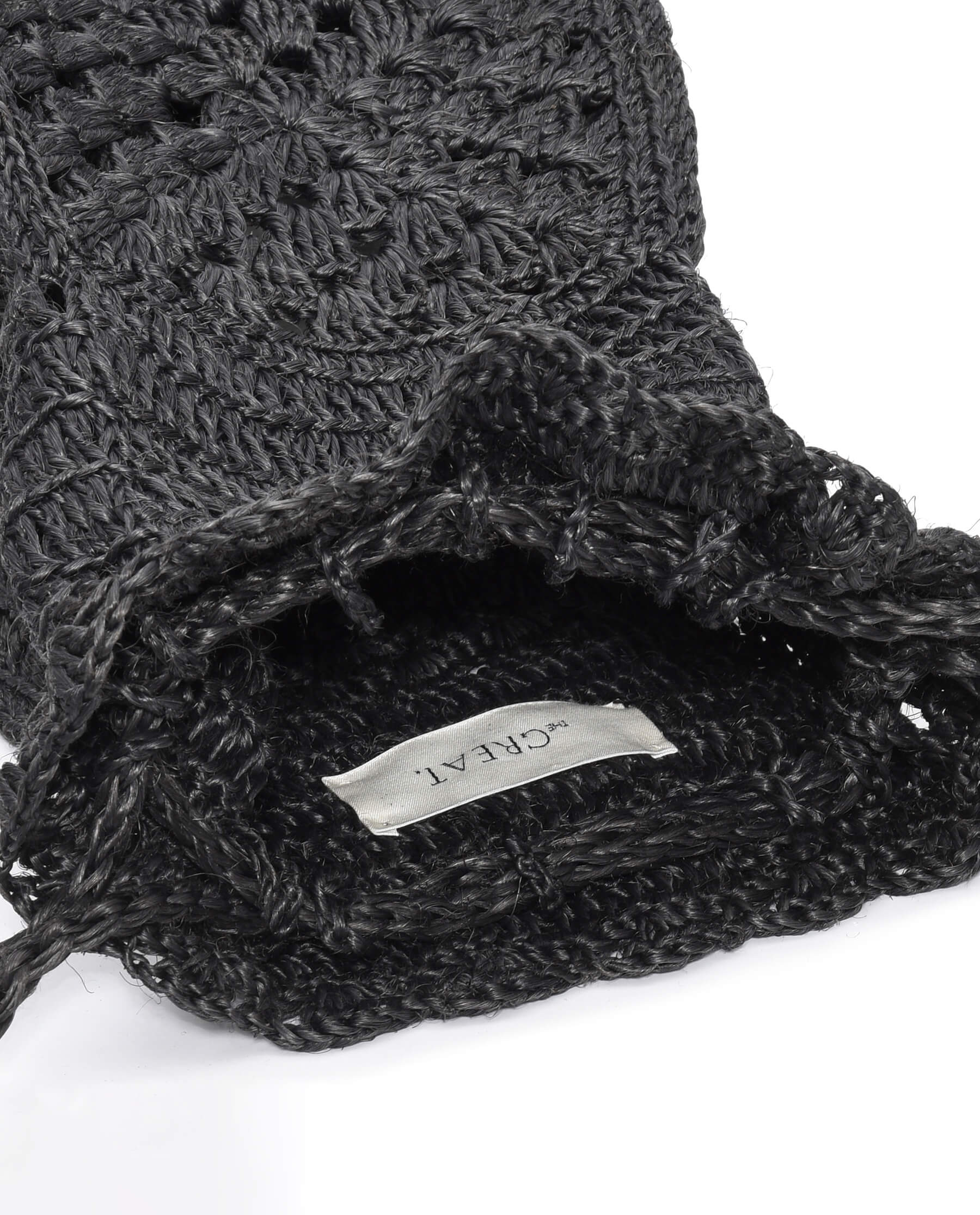 The Crochet Drawstring Bag. -- Black ACCESSORIES THE GREAT. SU23