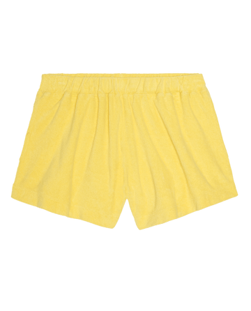 The Micro Terry Swing Short in Margarita by THE GREAT. SU26, featuring an elastic waistband, is shown flat on a white background.