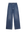 Introducing The Seafair Jean in Marina Wash by THE GREAT. PF24: blue denim jeans with an ultrahigh waist, wide legs, and a buttoned waistband, elegantly displayed against a white background.