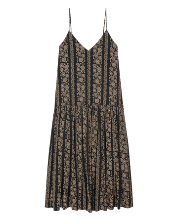 The Drop Waist Dress. -- Black And Cream Token Floral The Great. The Drop Waist Dress. -- Black And Cream Token Floral The Great.