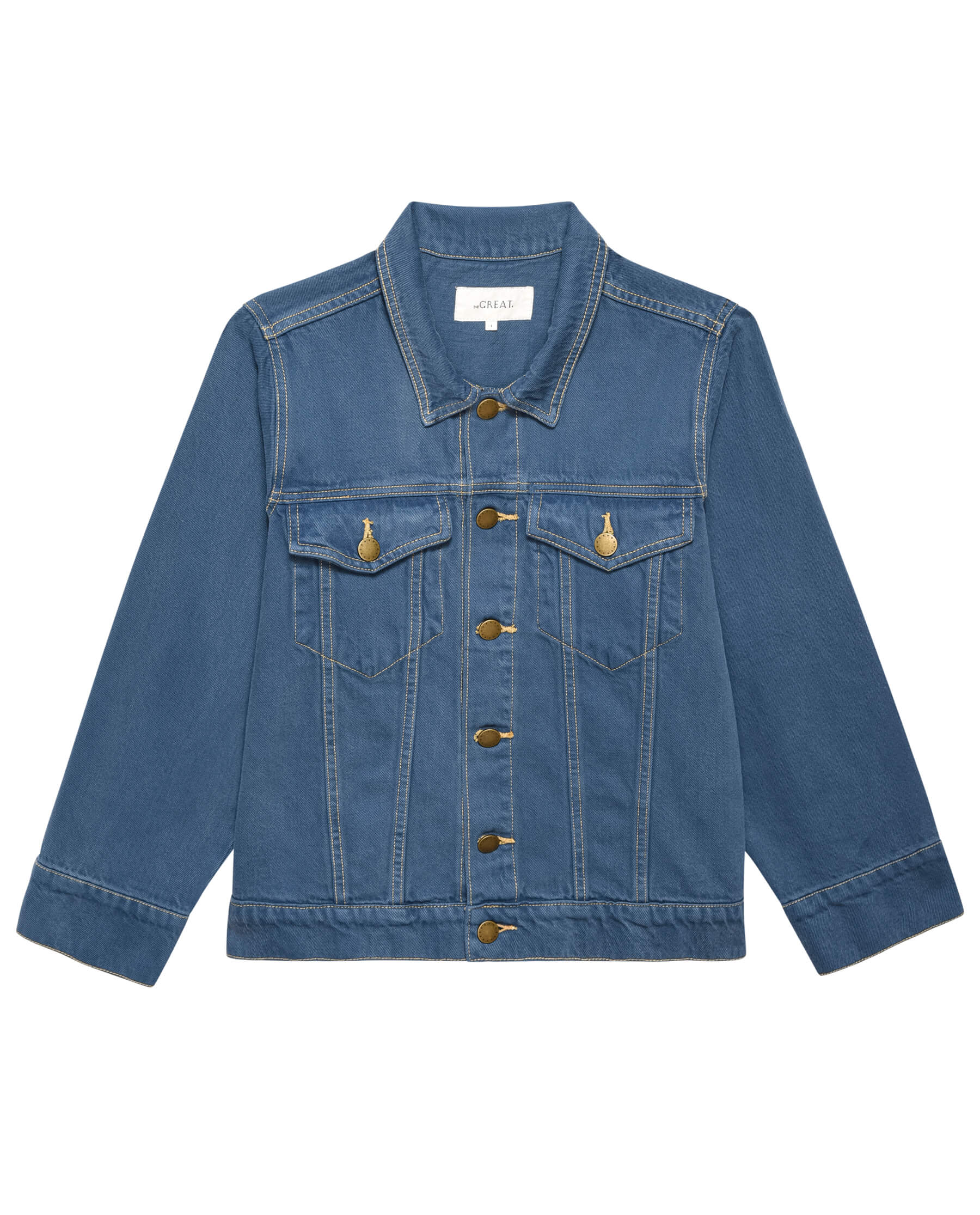 The Slouchy Jean Jacket. -- French Blue JACKET THE GREAT. PS24 SALE