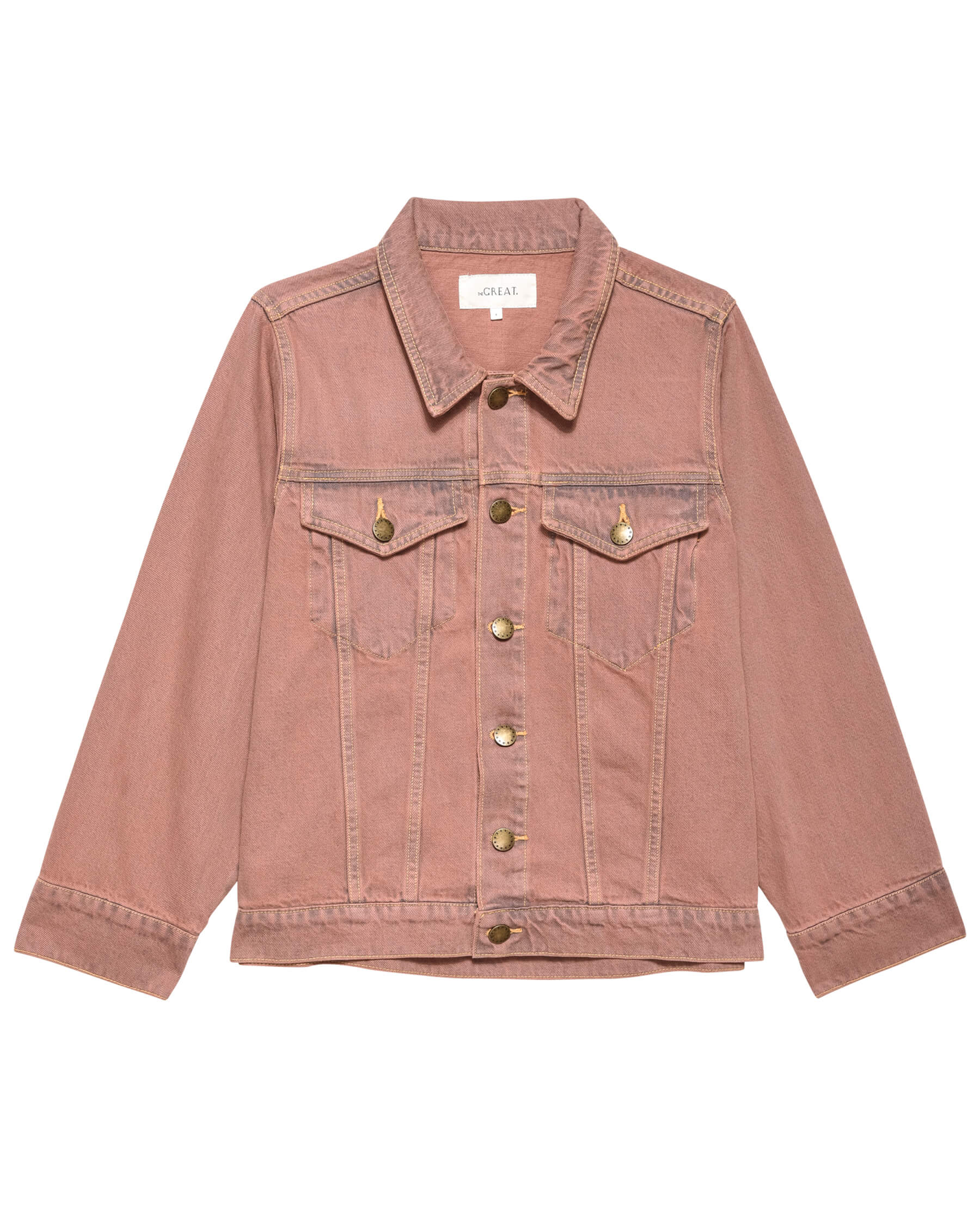 The Slouchy Jean Jacket. -- Musky Pink JACKET THE GREAT. PS24 SALE