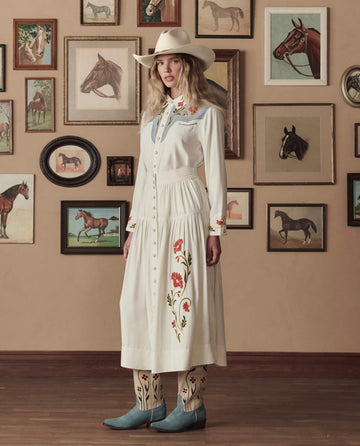 Stetson & THE GREAT. The Cowboy Boot (Suede Floral). -- Washed Indigo Floral – The Great