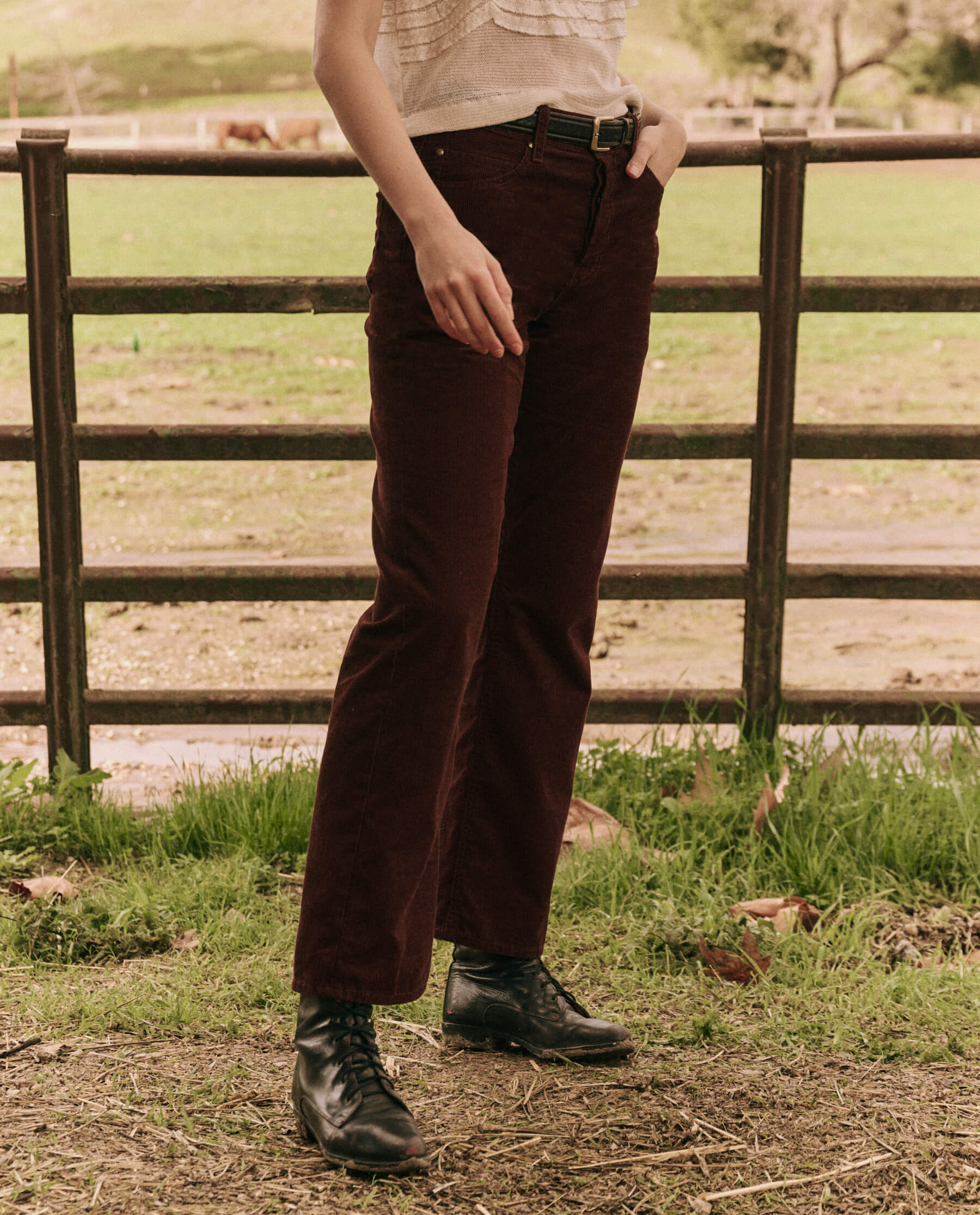 The Wayne Jean (30 Inseam). Cord -- Cinnabar DENIM BOTTOMS THE GREAT. FALL 24 D2