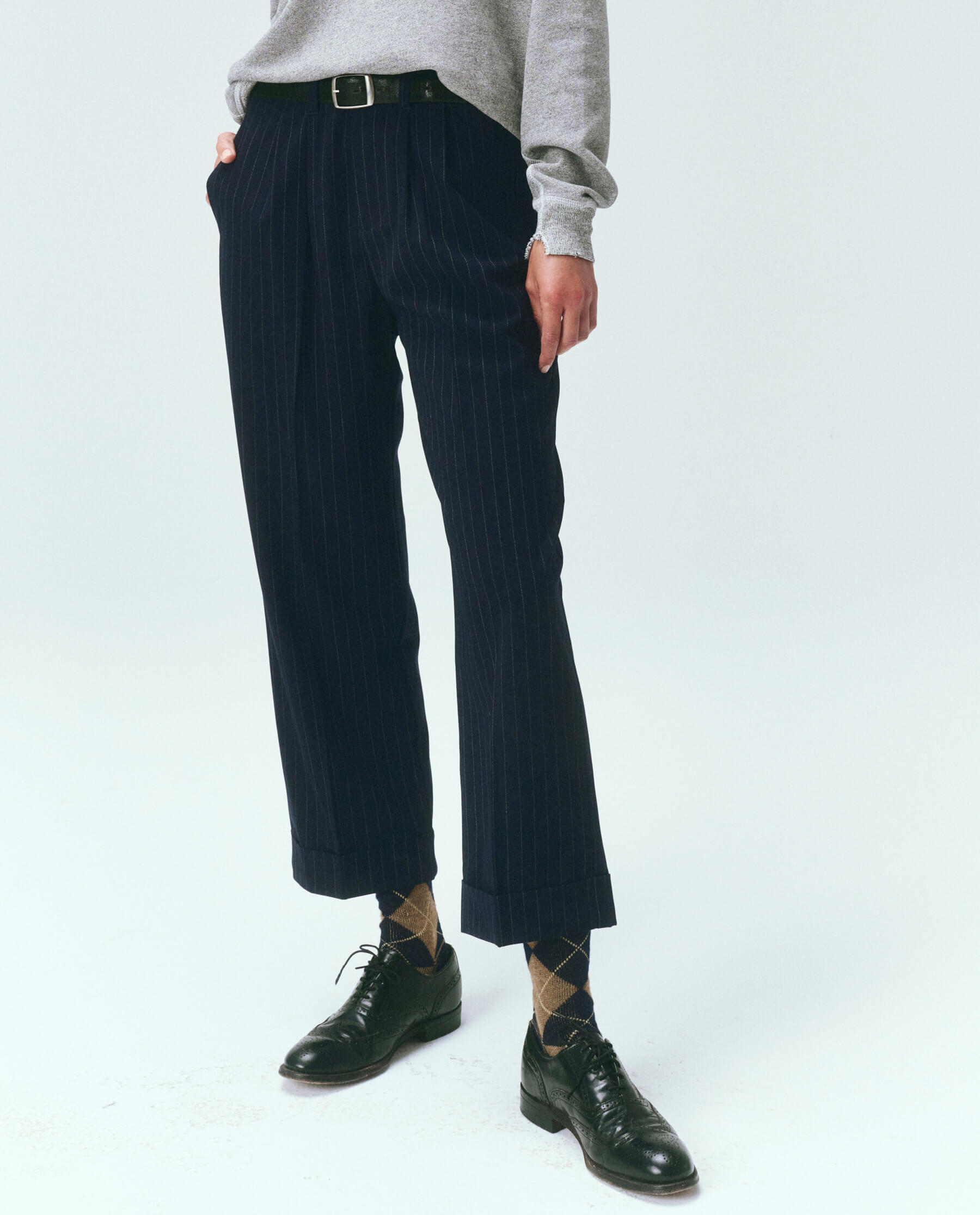 The Tradesman Pant. -- Navy Pin Stripe TWILL BOTTOM THE GREAT. FALL 23 SUITING
