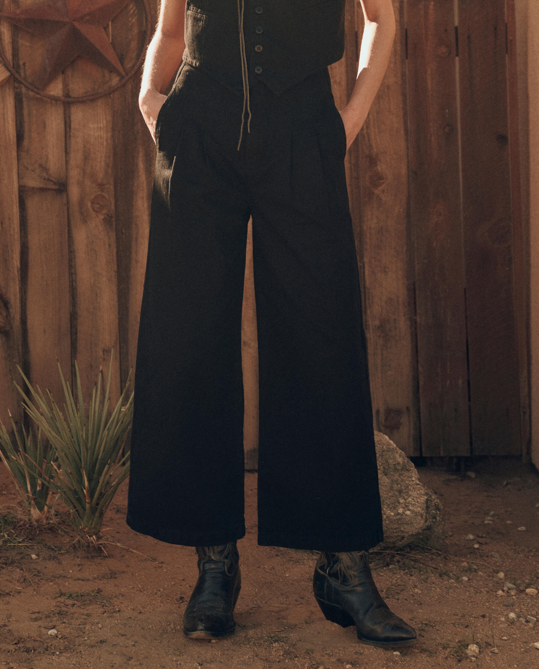 The Sculpted Trouser. -- Black DENIM BOTTOMS THE GREAT. PF24