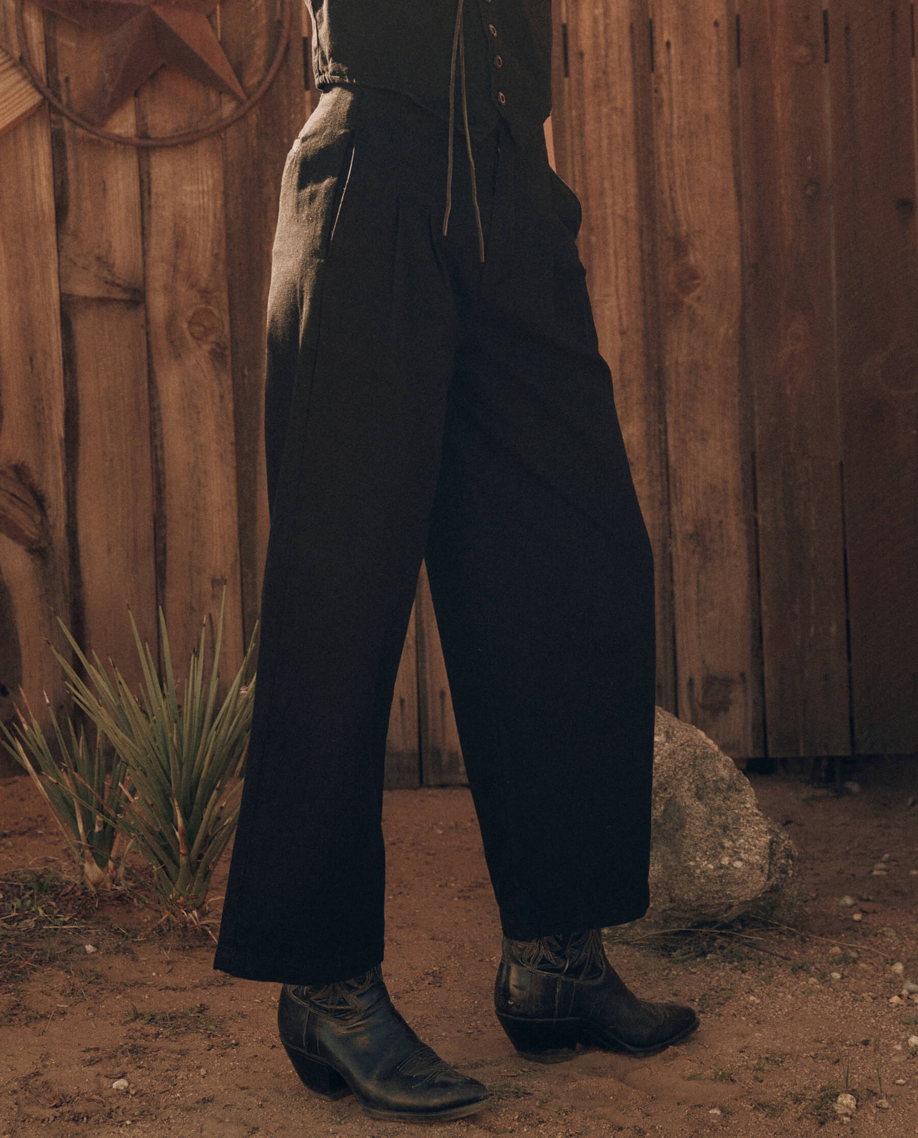 The Sculpted Trouser. -- Black DENIM BOTTOMS THE GREAT. PF24