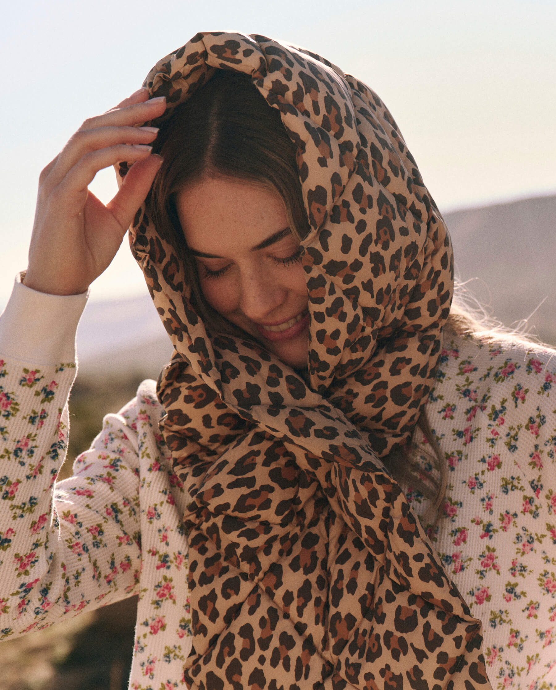 The Down Quilted Puffer Scarf. -- Snow Leopard