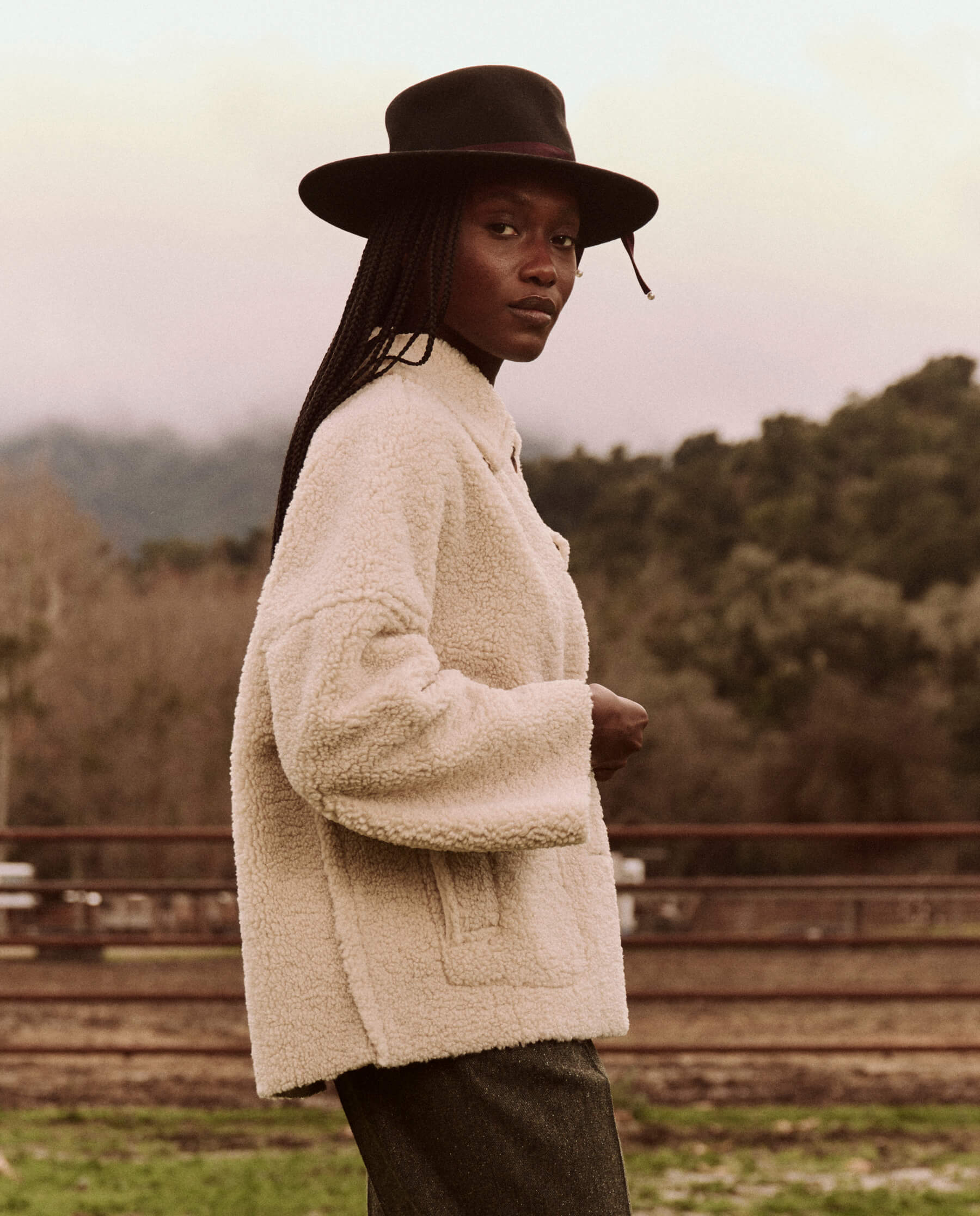 The Cropped Plush Car Coat. -- Malt JACKET THE GREAT. FALL 24 D2