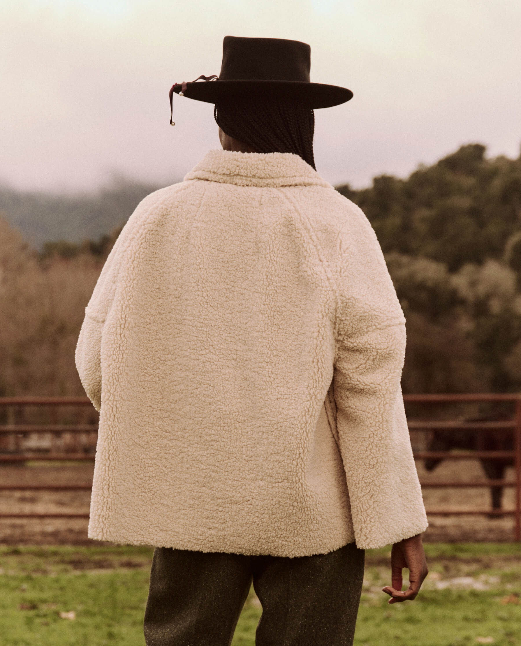 The Cropped Plush Car Coat. -- Malt JACKET THE GREAT. FALL 24 D2