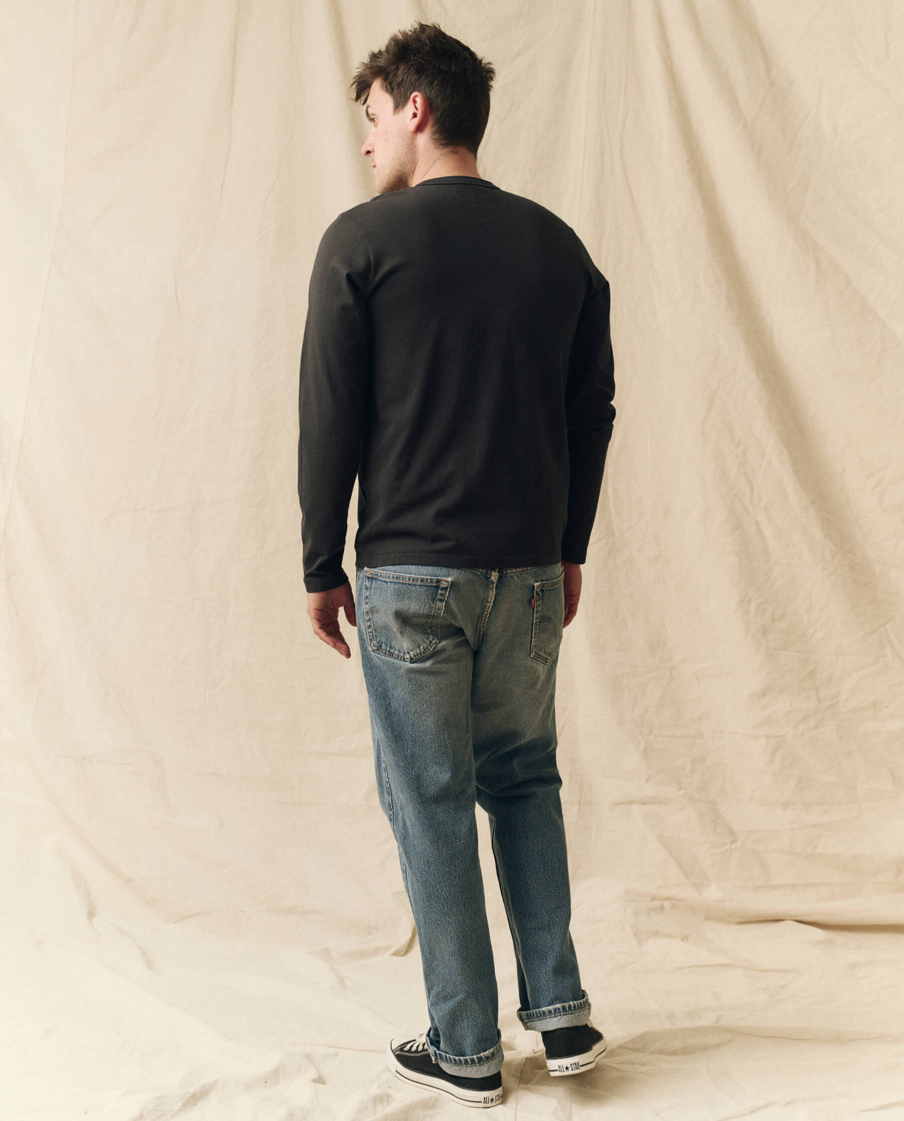 The Men's Pure Knits Long Sleeve Slim Crew. Solid -- Almost Black
