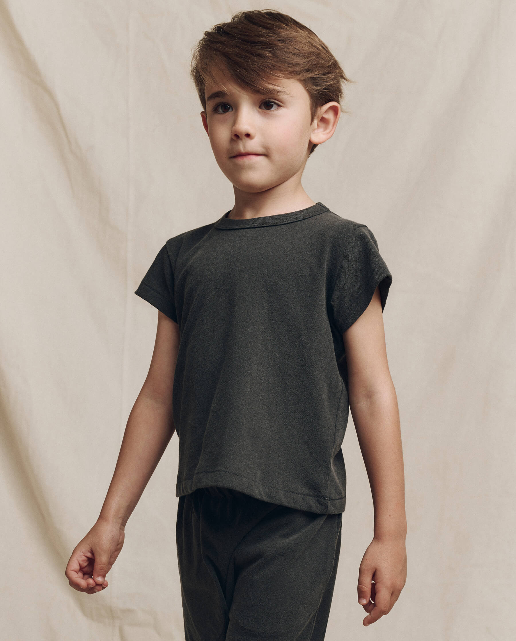 The Little Boxy Crew. Solid -- Washed Black TEES THE GREAT. FALL 24 LITTLE