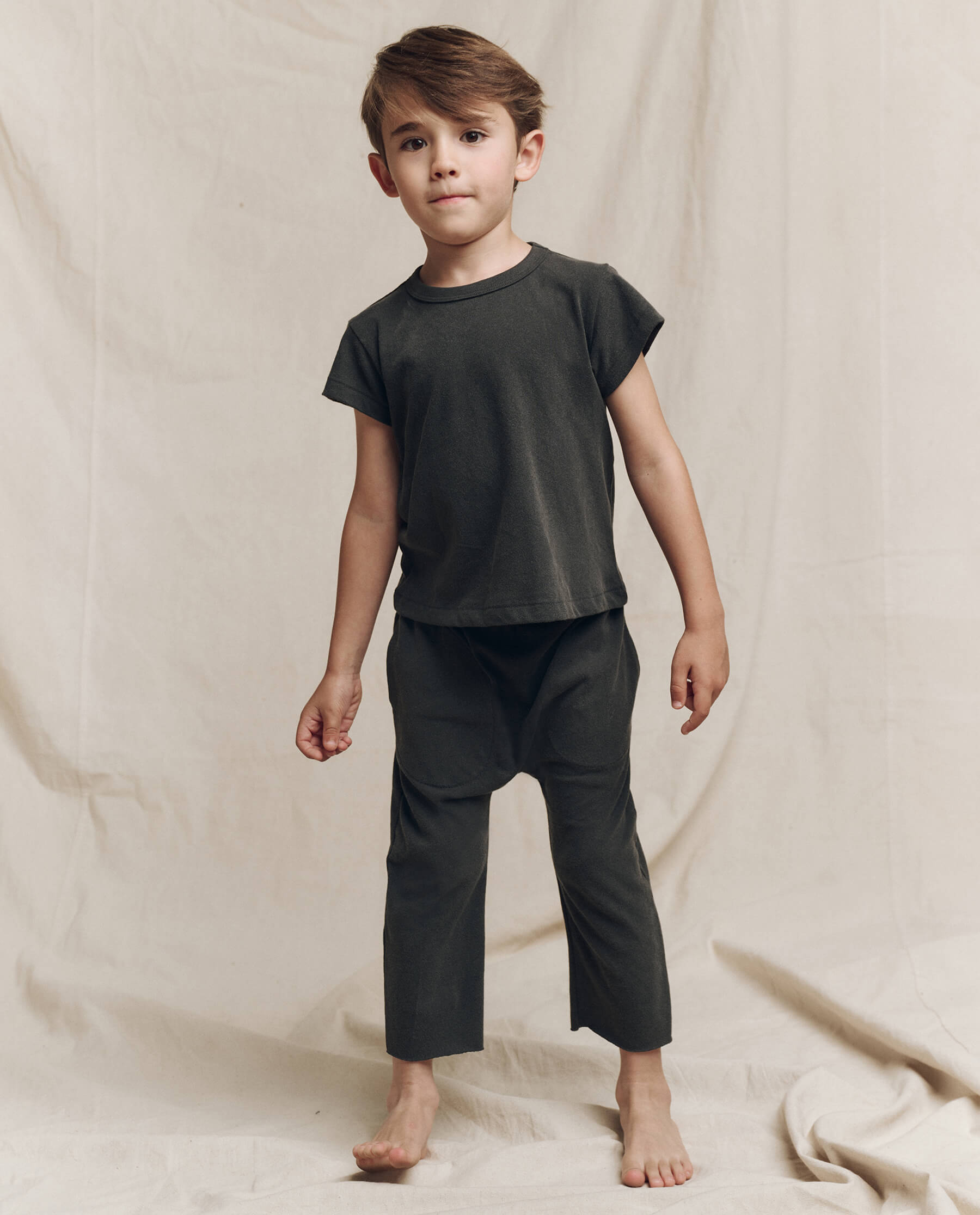 The Little Boxy Crew. Solid -- Washed Black TEES THE GREAT. FALL 24 LITTLE