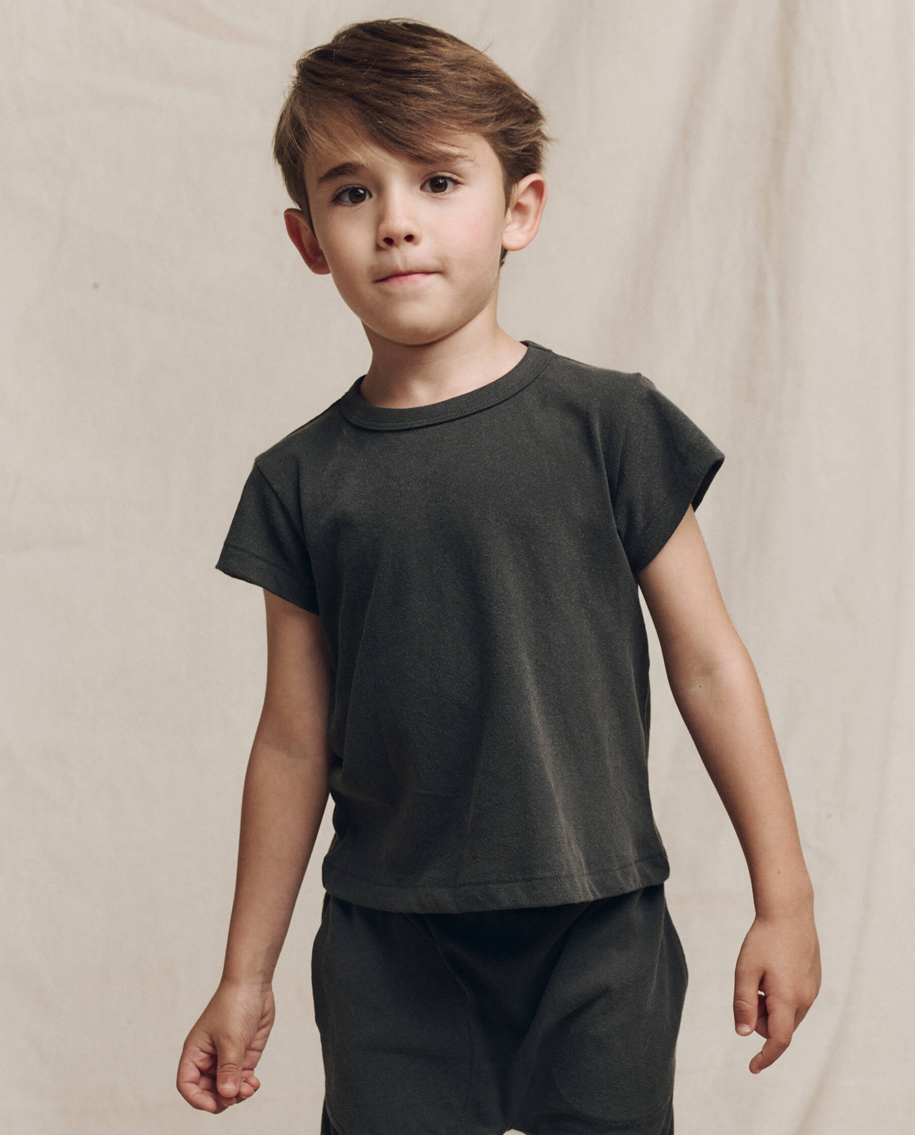 The Little Boxy Crew. Solid -- Washed Black TEES THE GREAT. FALL 24 LITTLE