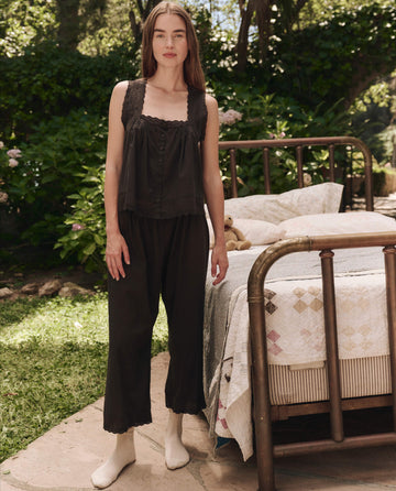 The Eyelet Easy Sleep Pant. -- Black
