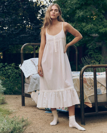 The Great Eyelet Ruffle Tank Night Dress in True White 3 / True White The Great Eyelet Ruffle Tank Night Dress in True White 3 / True White