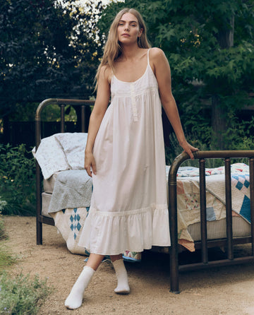 The Eyelet Ruffle Tank Night Dress. -- True White The Great. The Eyelet Ruffle Tank Night Dress. -- True White The Great.