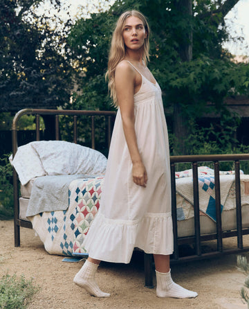 The Great Eyelet Ruffle Tank Night Dress in True White 3 / True White The Great Eyelet Ruffle Tank Night Dress in True White 3 / True White
