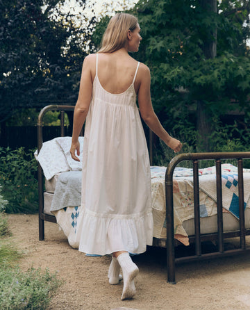 The Great Eyelet Ruffle Tank Night Dress in True White 3 / True White The Great Eyelet Ruffle Tank Night Dress in True White 3 / True White