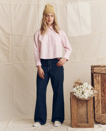 The Cropped Oxford Shirt. -- Soft Pink – The Great.