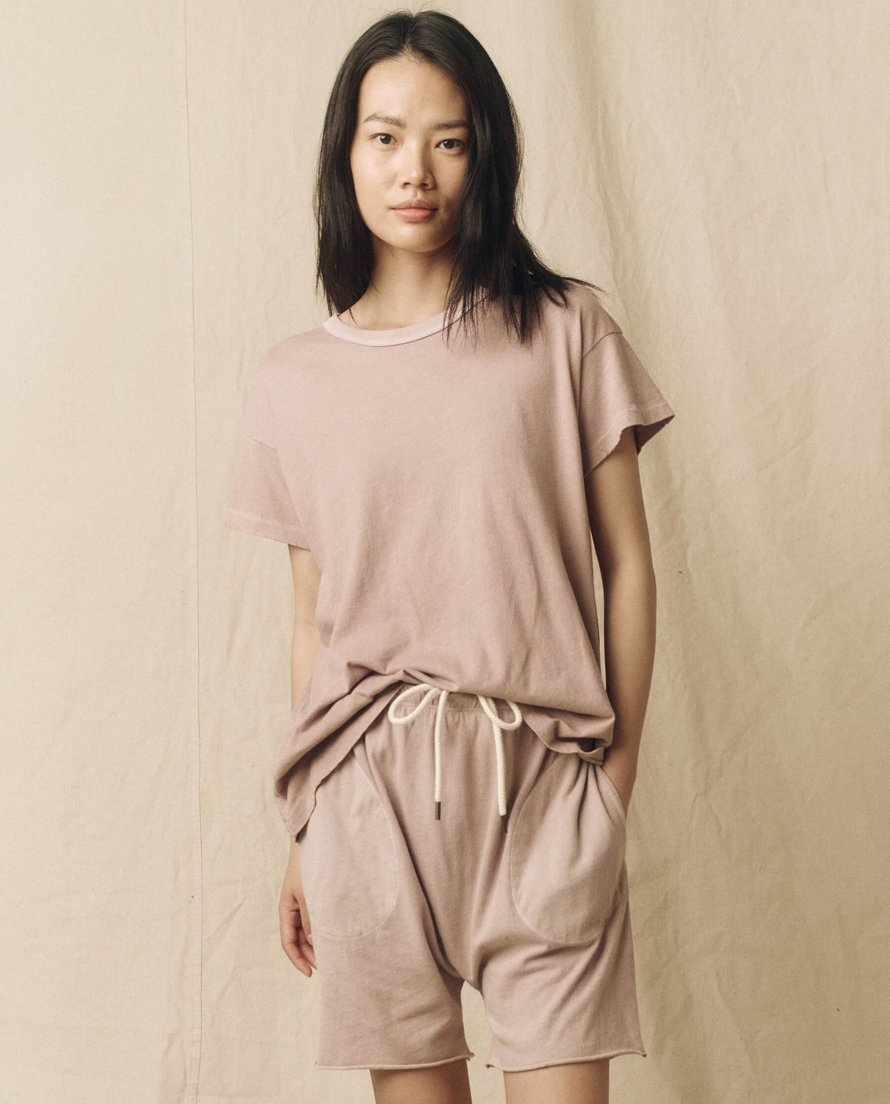 The Boxy Crew. Solid -- Soft Lilac TEES THE GREAT. SU23 KNITS