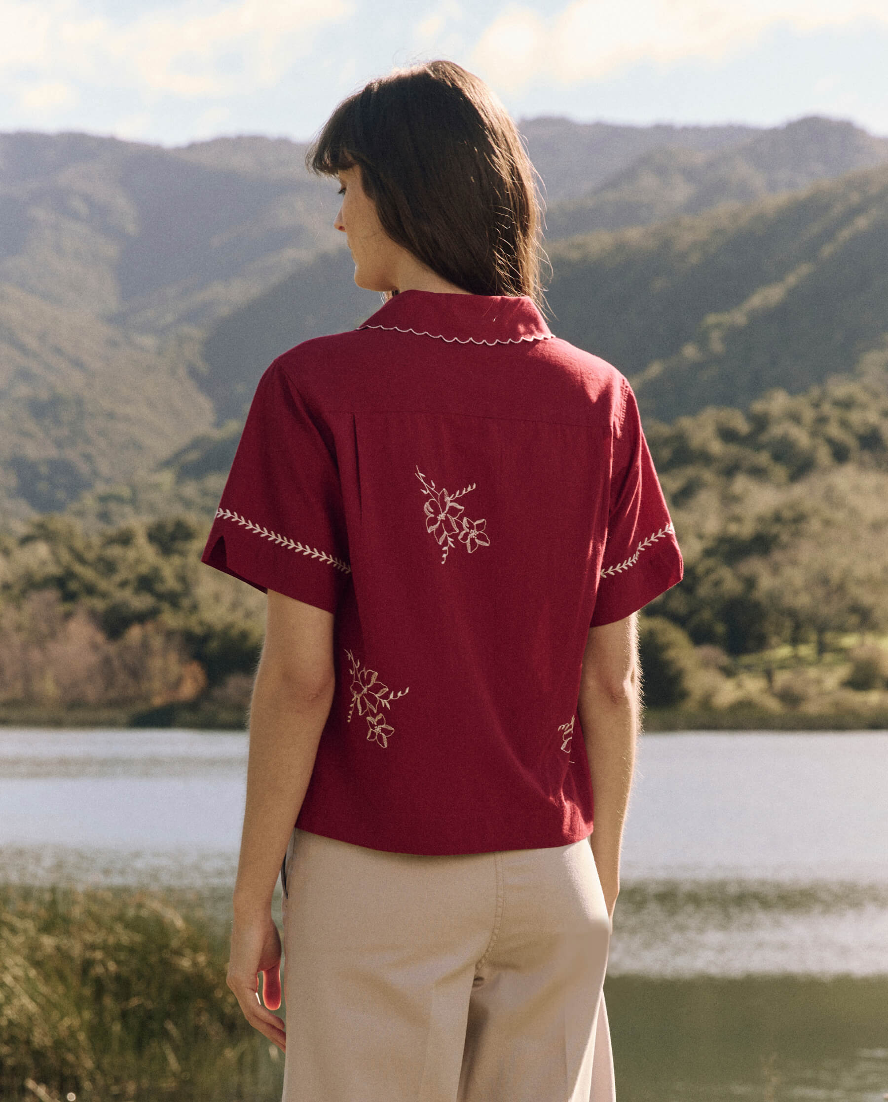 The Bowling Shirt with Hanky Embroidered. -- Scarlet SHIRTS THE GREAT. FALL 24 D1