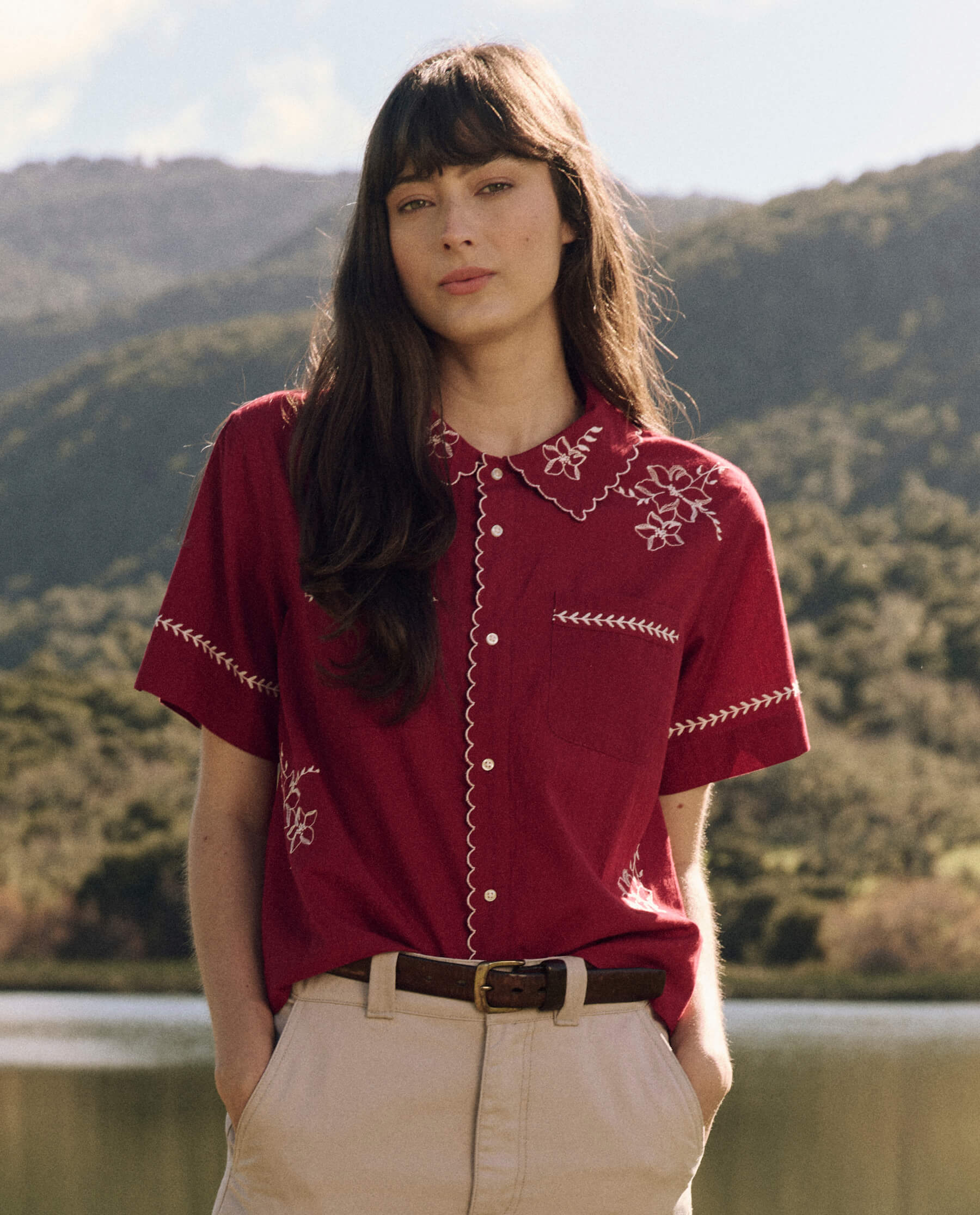 The Bowling Shirt with Hanky Embroidered. -- Scarlet SHIRTS THE GREAT. FALL 24 D1