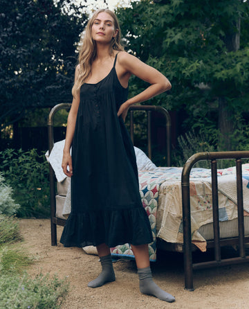 The Eyelet Ruffle Tank Night Dress. -- Black – The Great