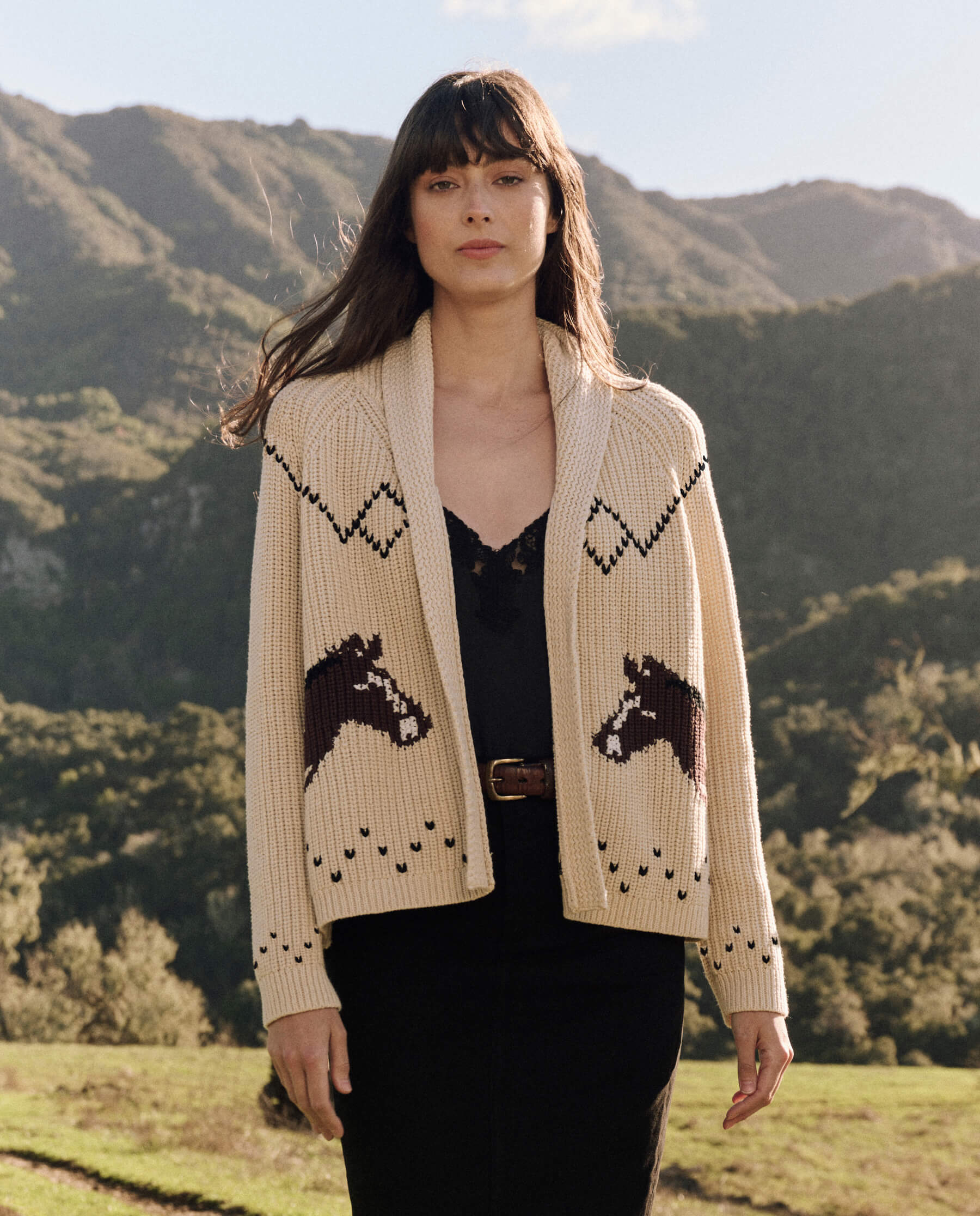 The Horse Lodge Cardigan. -- Cream SWEATERS THE GREAT. FALL 24 COLLECTORS