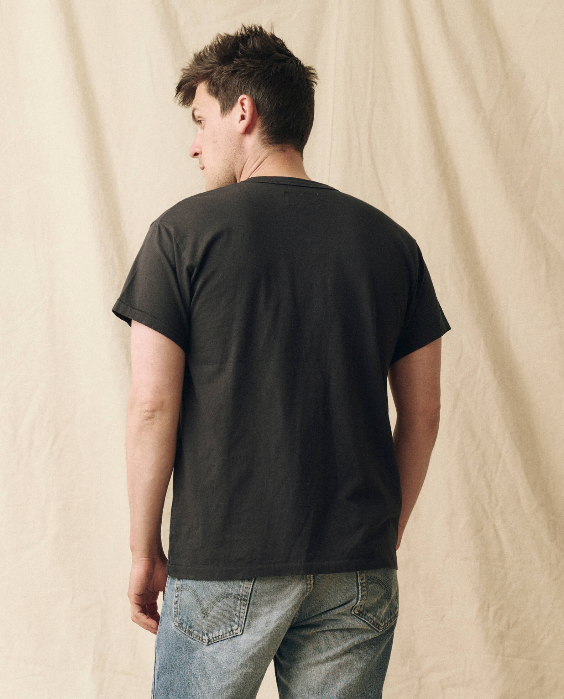 The Men's Pure Knits Boxy Crew. Solid -- Almost Black TEES THE GREAT. FALL 23 MEN