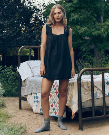 The Eyelet Mini Tank Dress. -- Black – The Great.