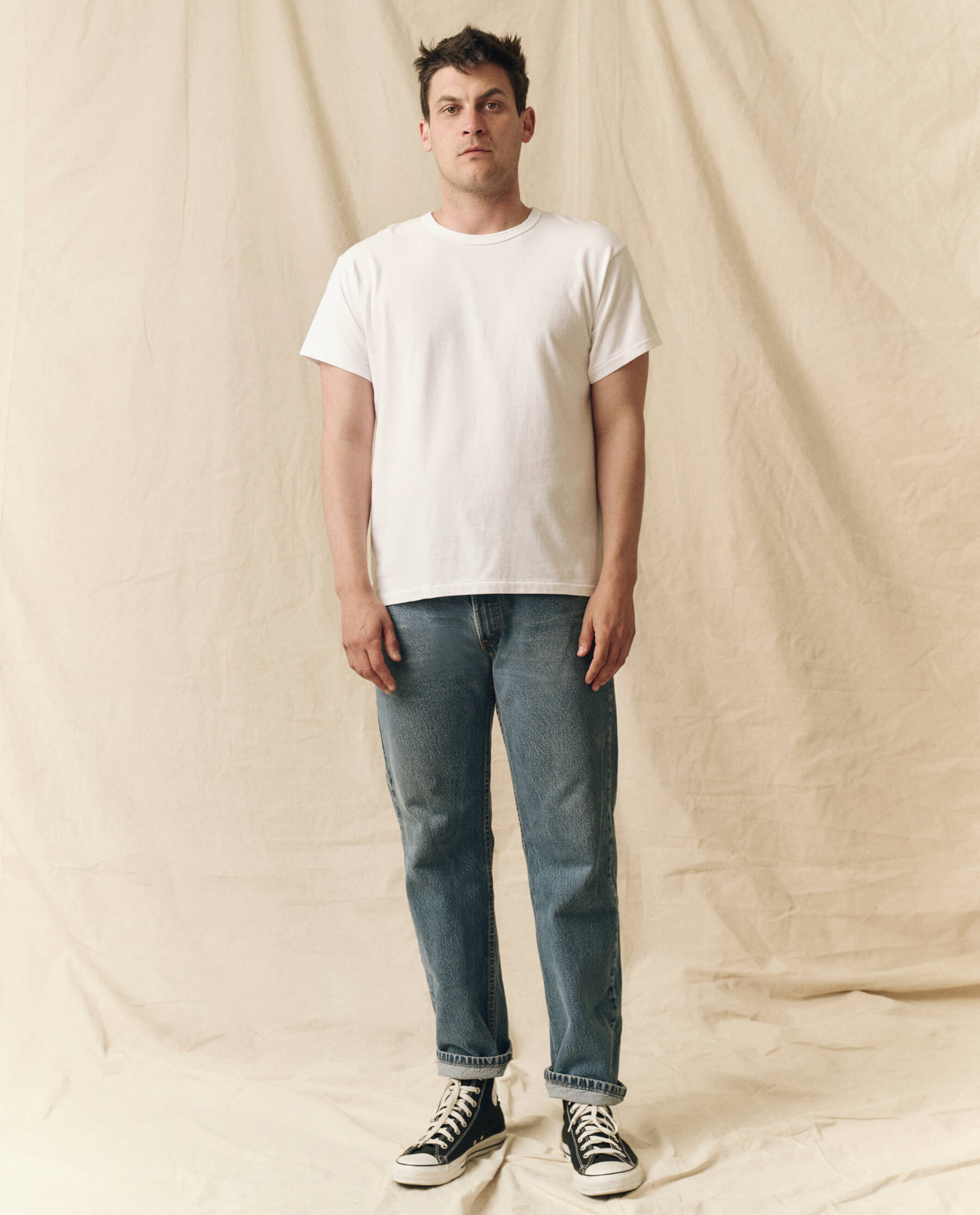 The Men's Pure Knits Boxy Crew. Solid -- True White TEES THE GREAT. FALL 23 MEN