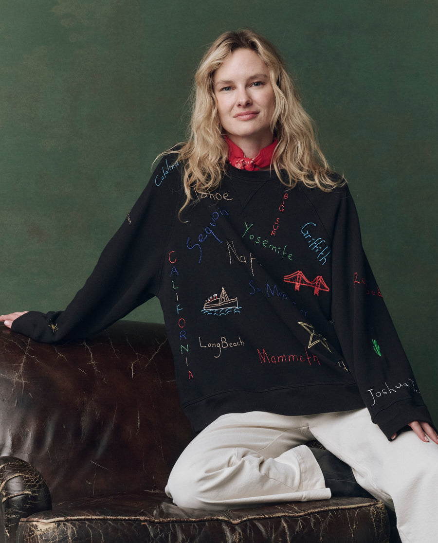 The Slouch Sweatshirt. Embroidered -- Almost Black with Golden State Embroidery
