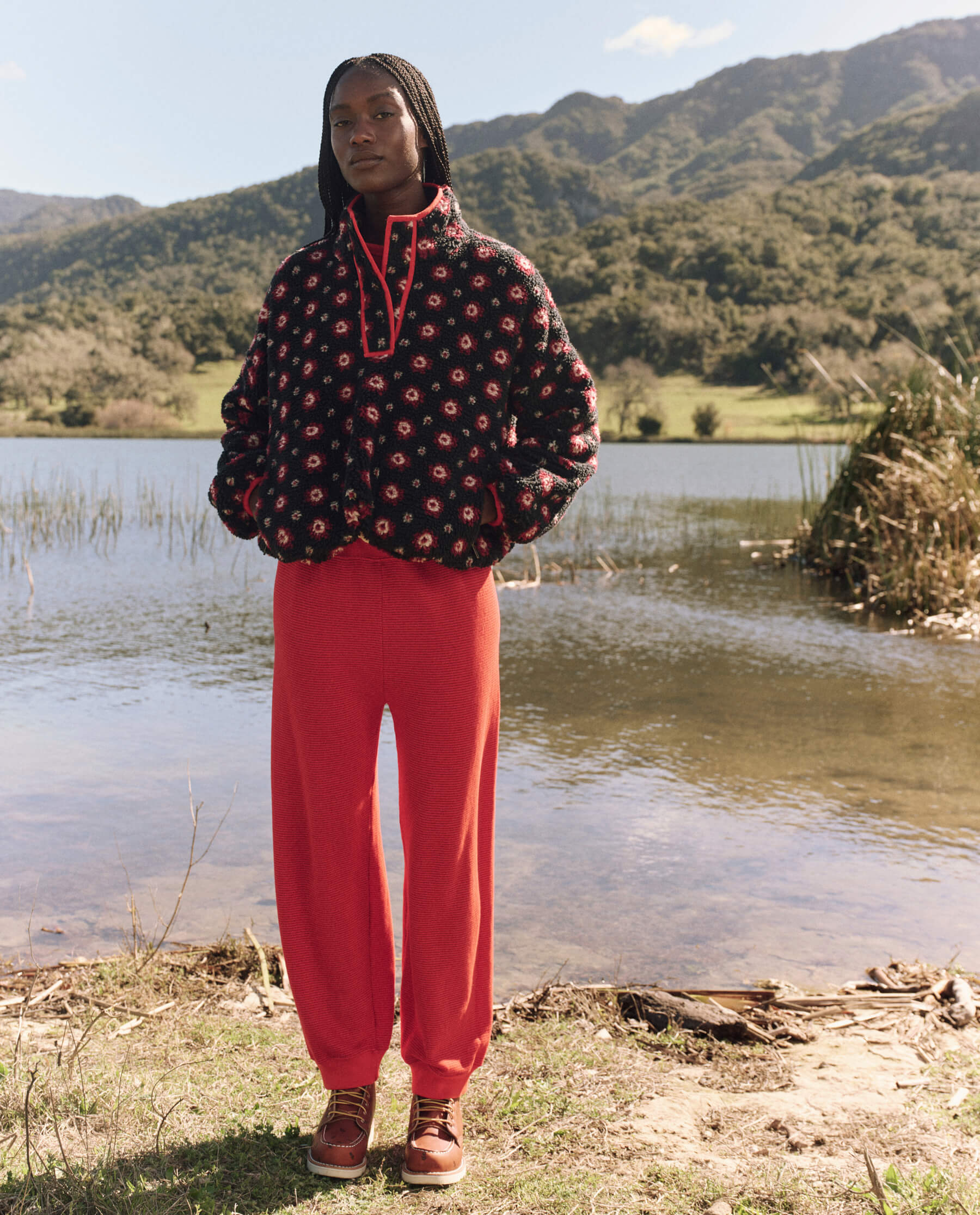 The Lantern Pant. -- Hot Red Overdyed Stripe BOTTOMS THE GREAT. FALL 24 D1