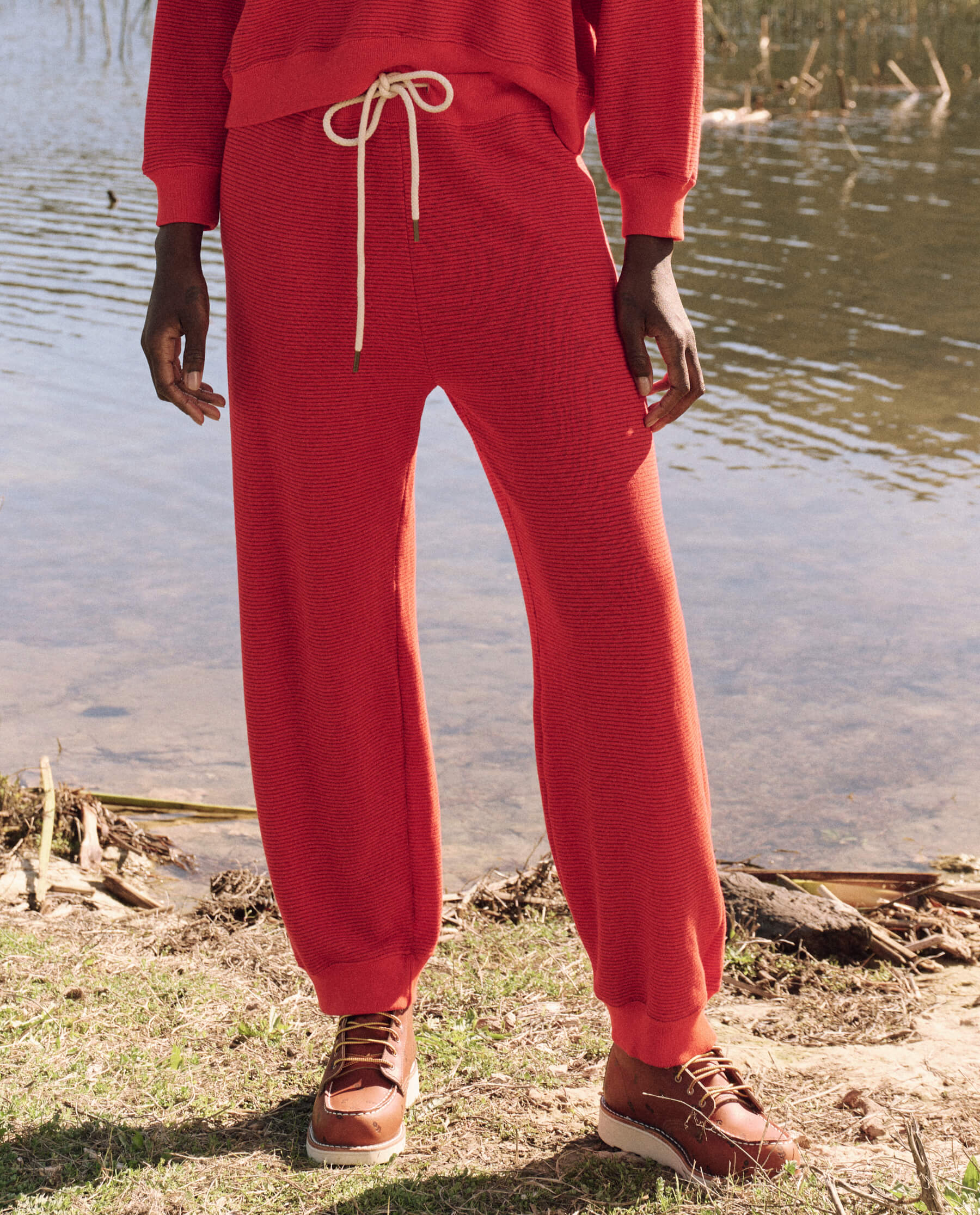 The Lantern Pant. -- Hot Red Overdyed Stripe BOTTOMS THE GREAT. FALL 24 D1