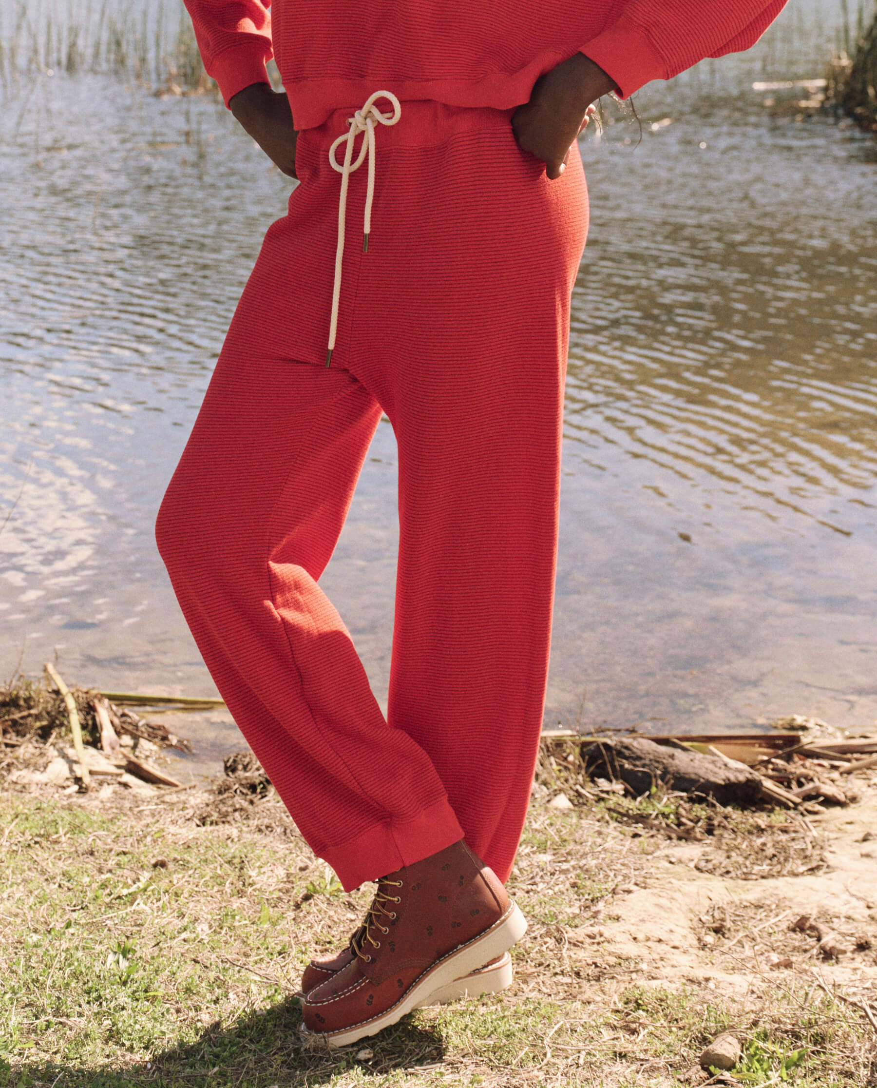 The Lantern Pant. -- Hot Red Overdyed Stripe BOTTOMS THE GREAT. FALL 24 D1