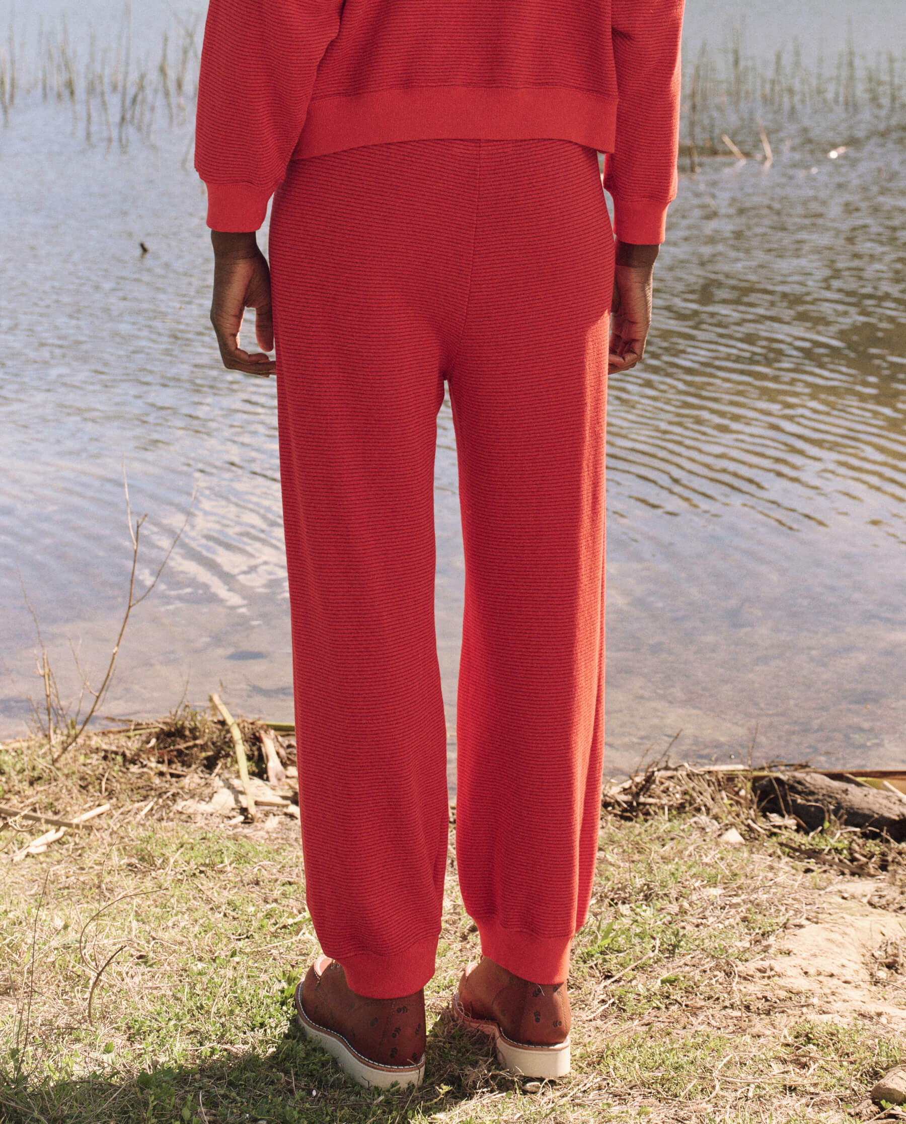 The Lantern Pant. -- Hot Red Overdyed Stripe BOTTOMS THE GREAT. FALL 24 D1