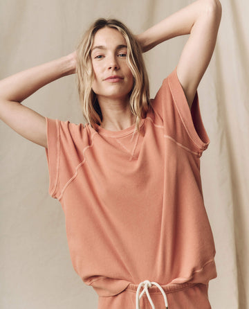 The Wedge Sweatshirt. Solid -- Sun Dried Orange SWEATSHIRTS THE GREAT. SU24 KNITS