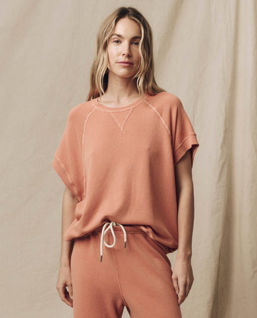 The Wedge Sweatshirt. Solid -- Sun Dried Orange SWEATSHIRTS THE GREAT. SU24 KNITS